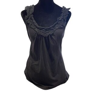y2k black ruffle trim tank top medium